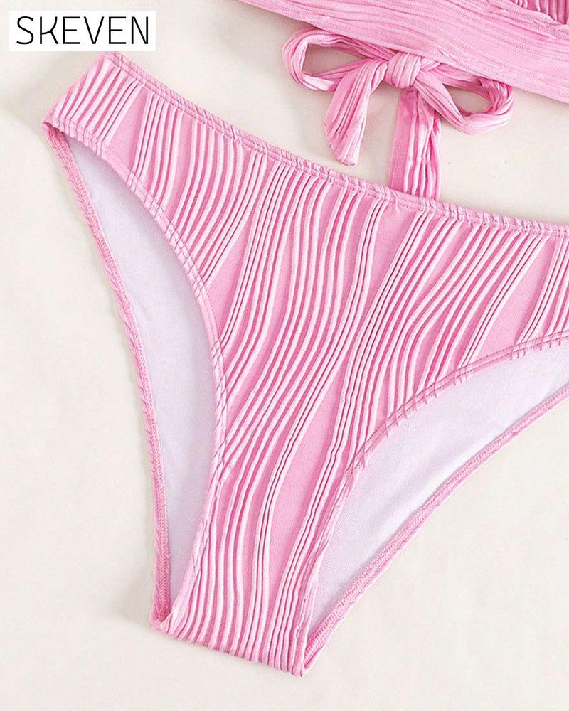 sexy Bikini in Unifarbe mit tiefem V-Ausschnitt