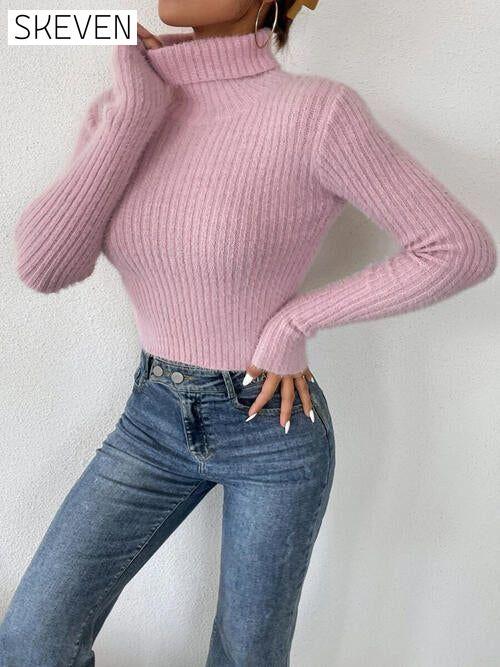 Ribbed Turtleneck Long Sleeve Sweater clothes Ship From Overseas sweater sweaters X.W