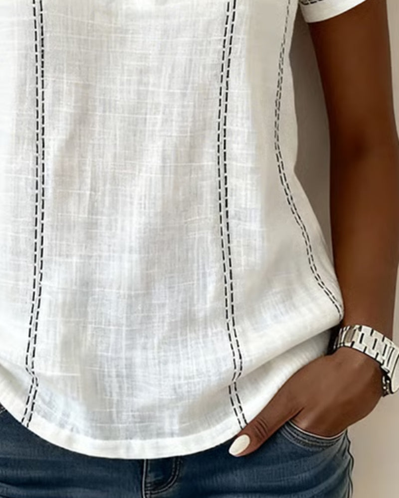 Small Square Neck Solid Button Blouse