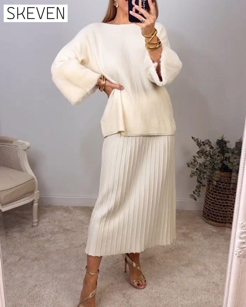 Elegant Solid color pullover with long sleeve