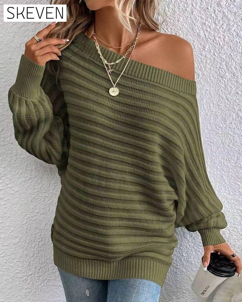 Solid color casual ribbed sweater
