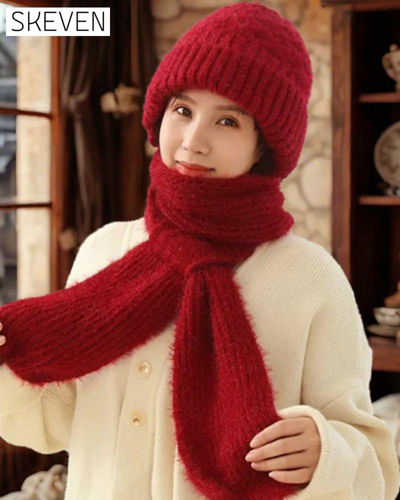 Winter Versatile Knitted Hooded Scarf for Women