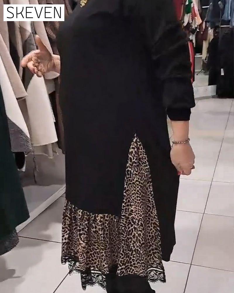 Robe ample grande taille à imprimé léopard