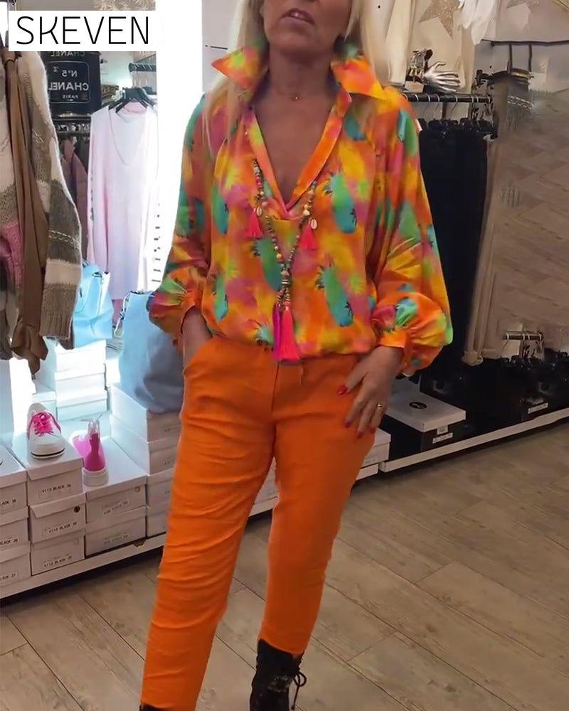 Women's Lapel floral Blouses