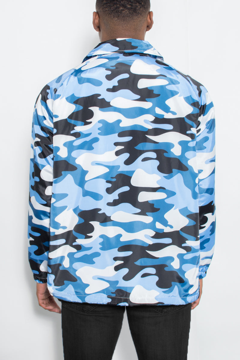 Camo Coach Jacket – Windbreaker with Drawstring Waist