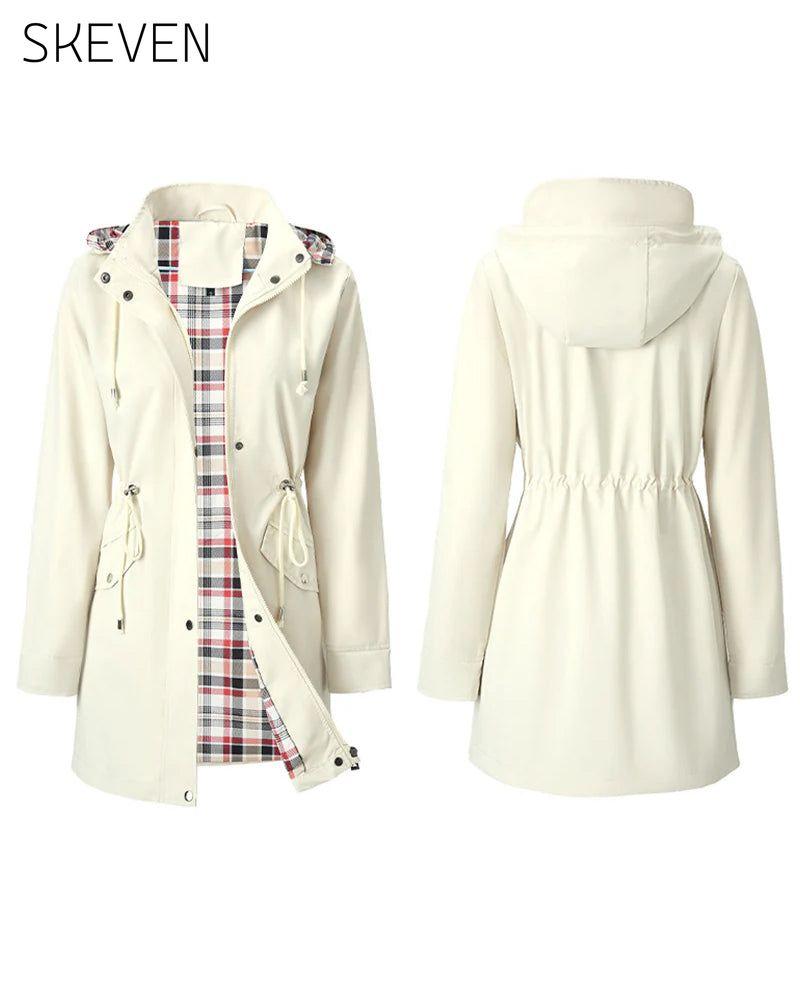 Wasserdichte, lange Trenchcoats mit Kapuze für Damen