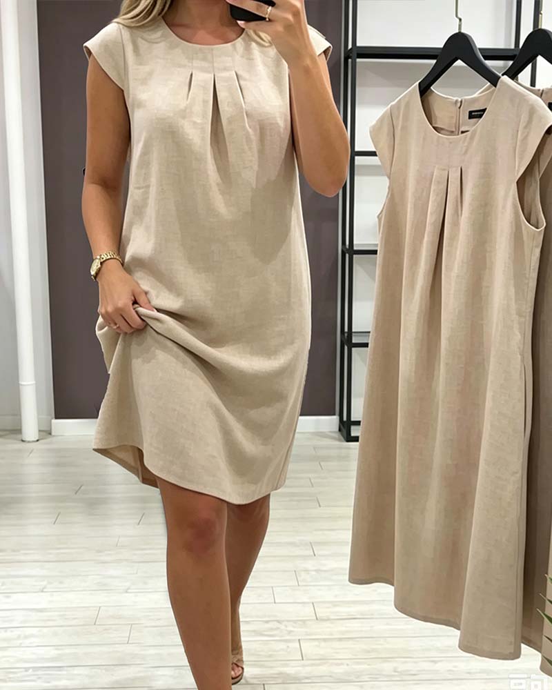 Flutter Sleeve Crewneck Sheath Dress