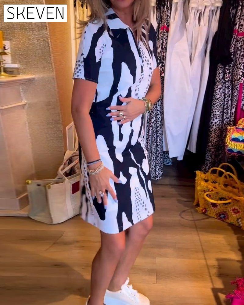 robe à manches courtes imprimée à revers