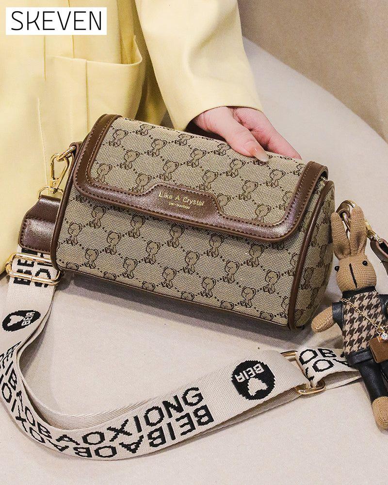 Schlichte Schultertasche mit Bärenmuster