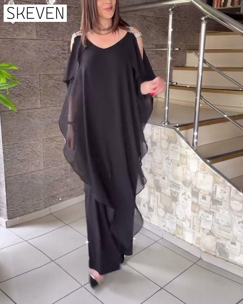 Solid Color Loose Wide-Leg Jumpsuit 2024 f/w christmas jumpsuits & rompers
