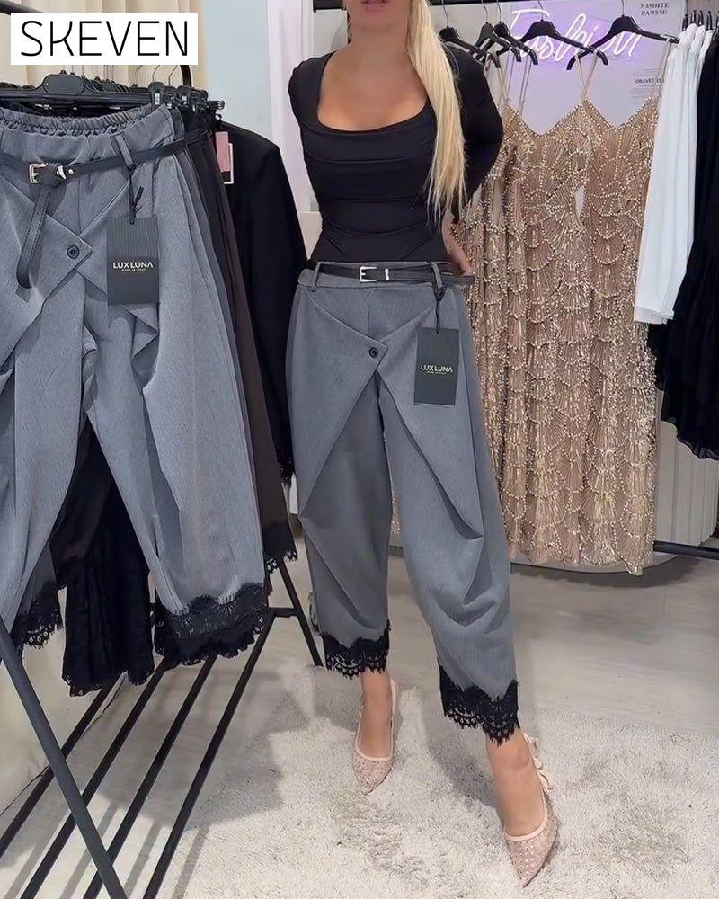 Fashionable Lace Stitching Harem Pants