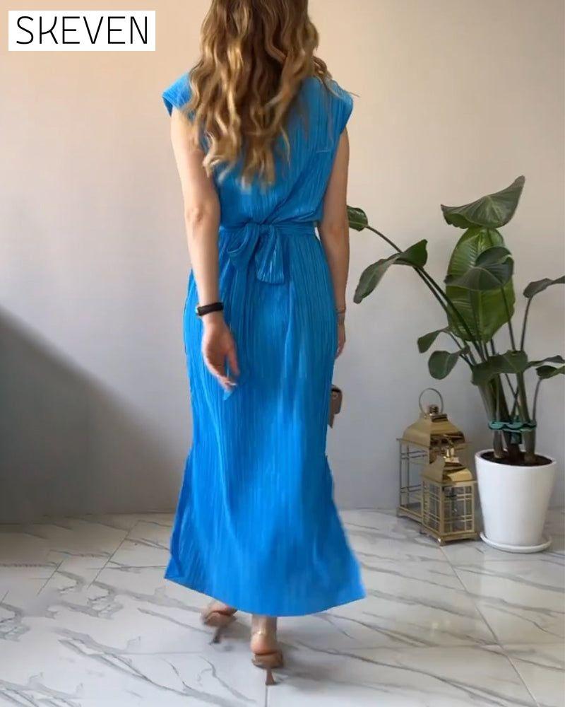 Sleeveless Textured Long Dress