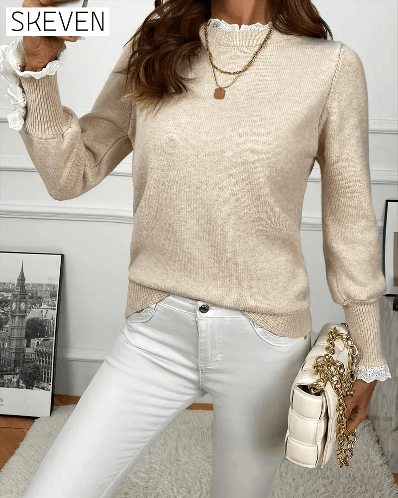 Elegant Lace-Trimmed Jumper