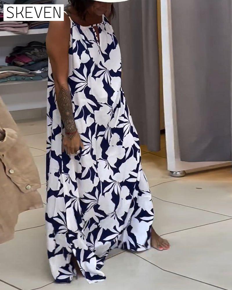 Strappy printed shift dress