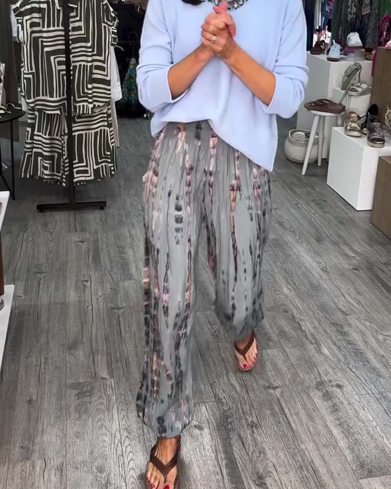 Tie-Dye Print Wide Leg Harem Pant