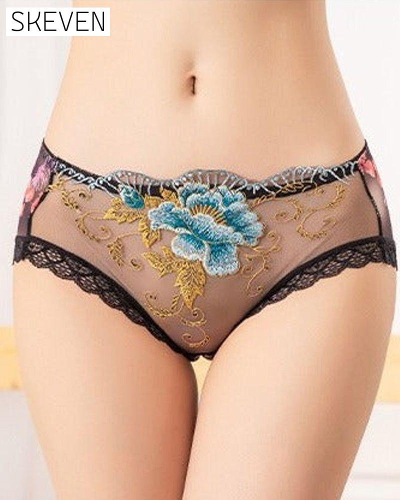 Culotte antibactérienne avec broderie en dentelle