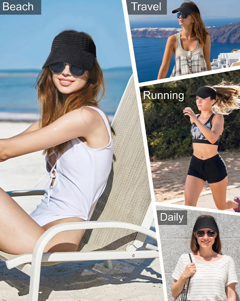 Women's High Ponytail Sun Visor Hats