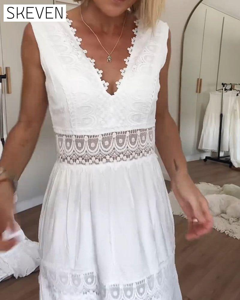 Lace V-neck tank dress