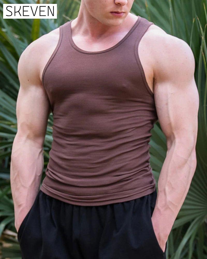 Men's solid color sleeveless vest