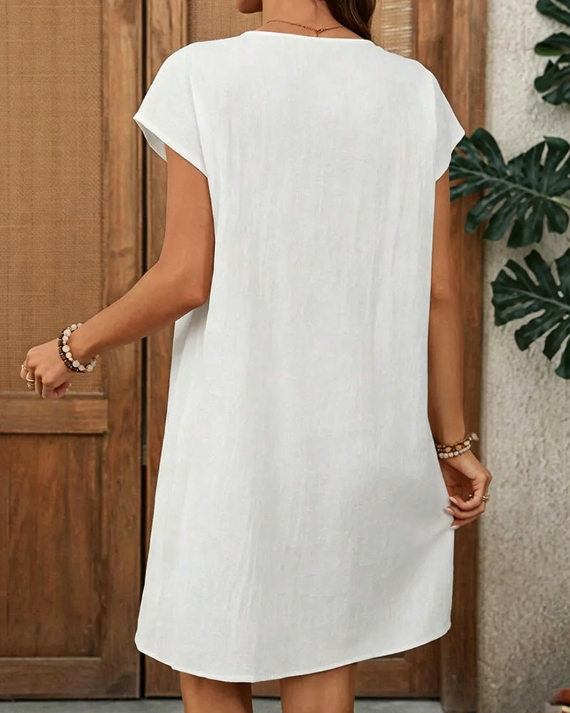 Small V-Neck Pleated Dress
