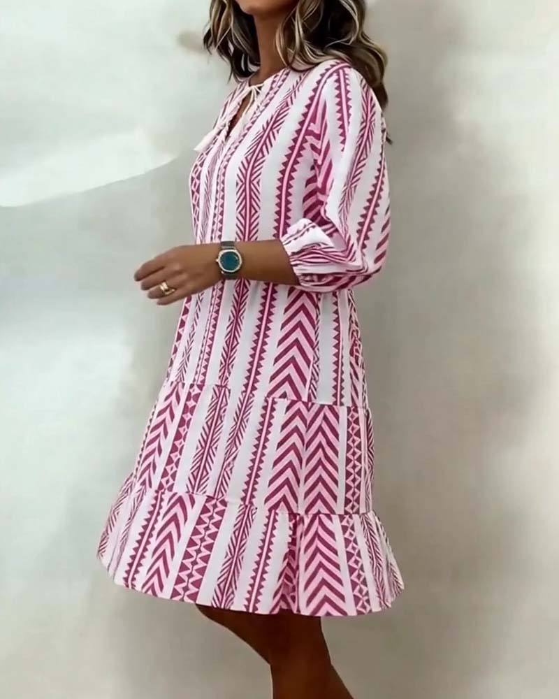 Geometric Pattern Strappy Dress