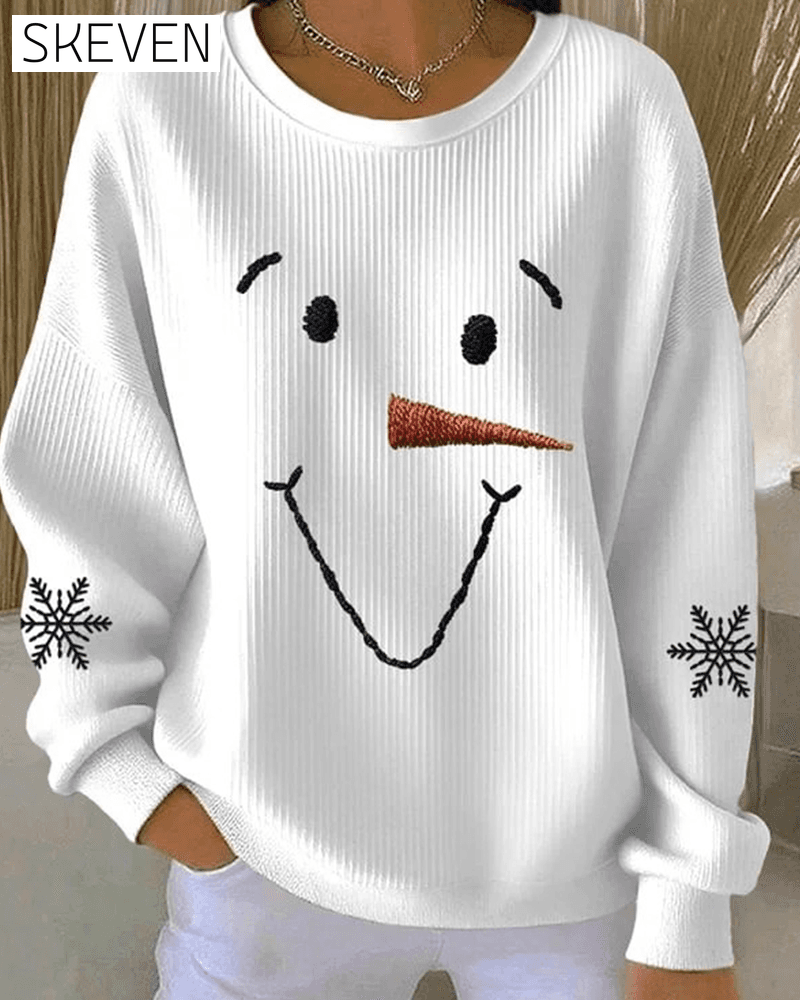 Snowman Printed Round-Neck Sweatshirt