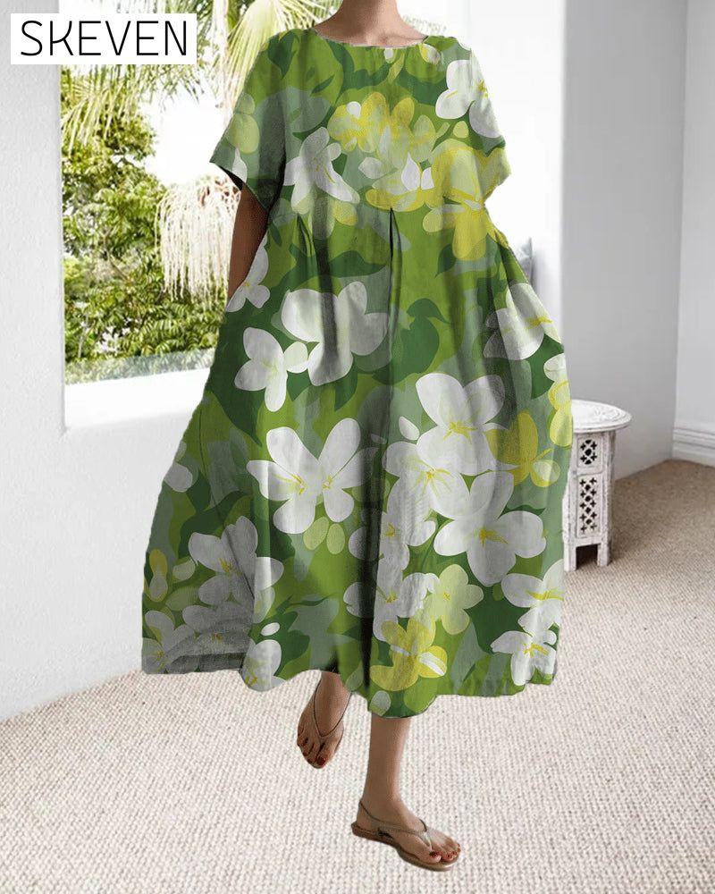 robe imprimée ample à manches courtes