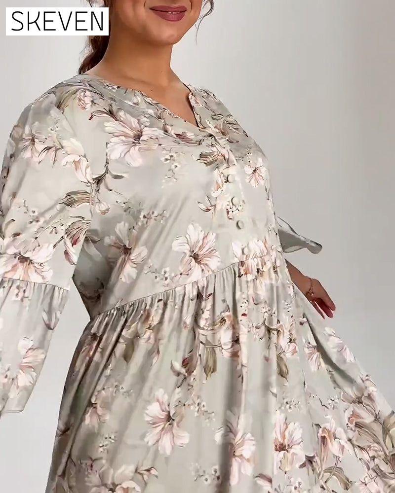 Bell sleeve floral print dress