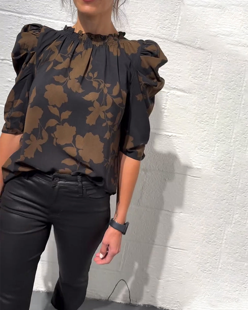 Puff Sleeve Ruffle Blouse
