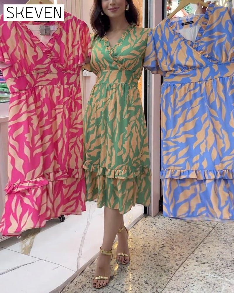 Waist printed elegant dress