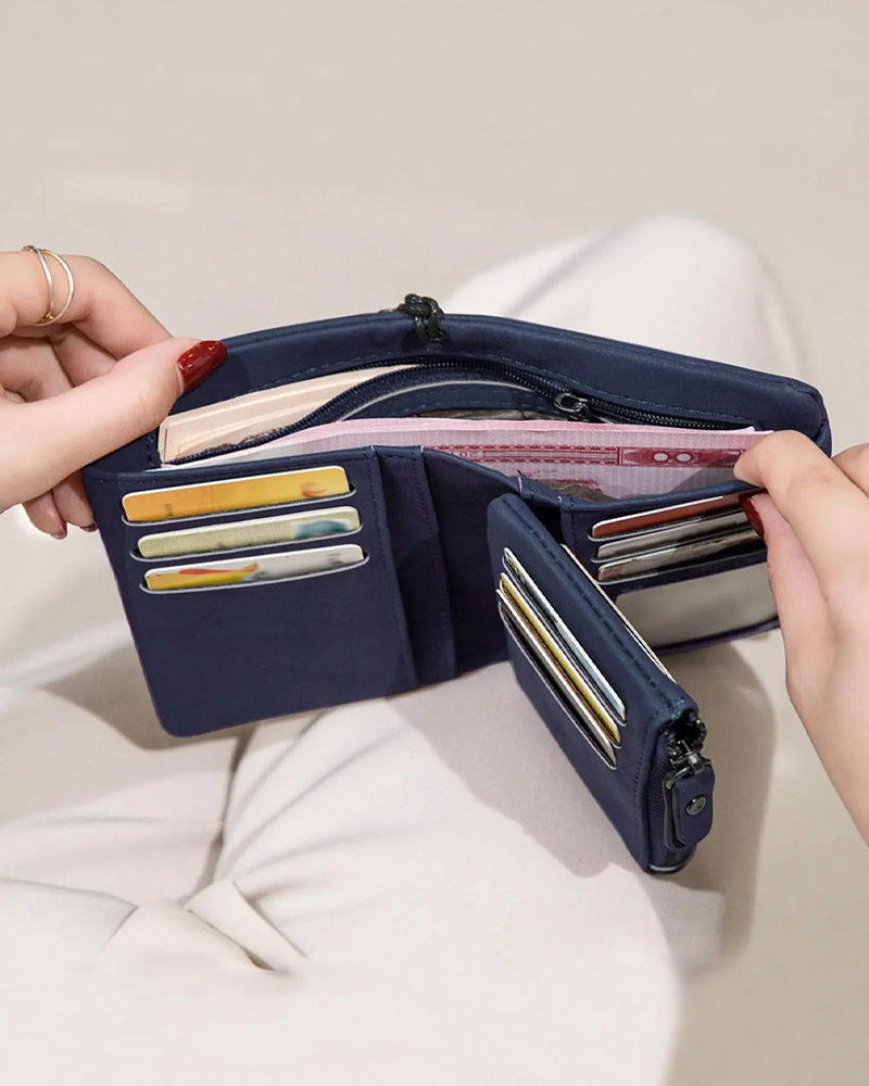 Women's Elegant Minimalist Short Wallet with Wristlet, Casual Versatile Zipper Card Holder Wallet, Trendy Wallet for Daily Use