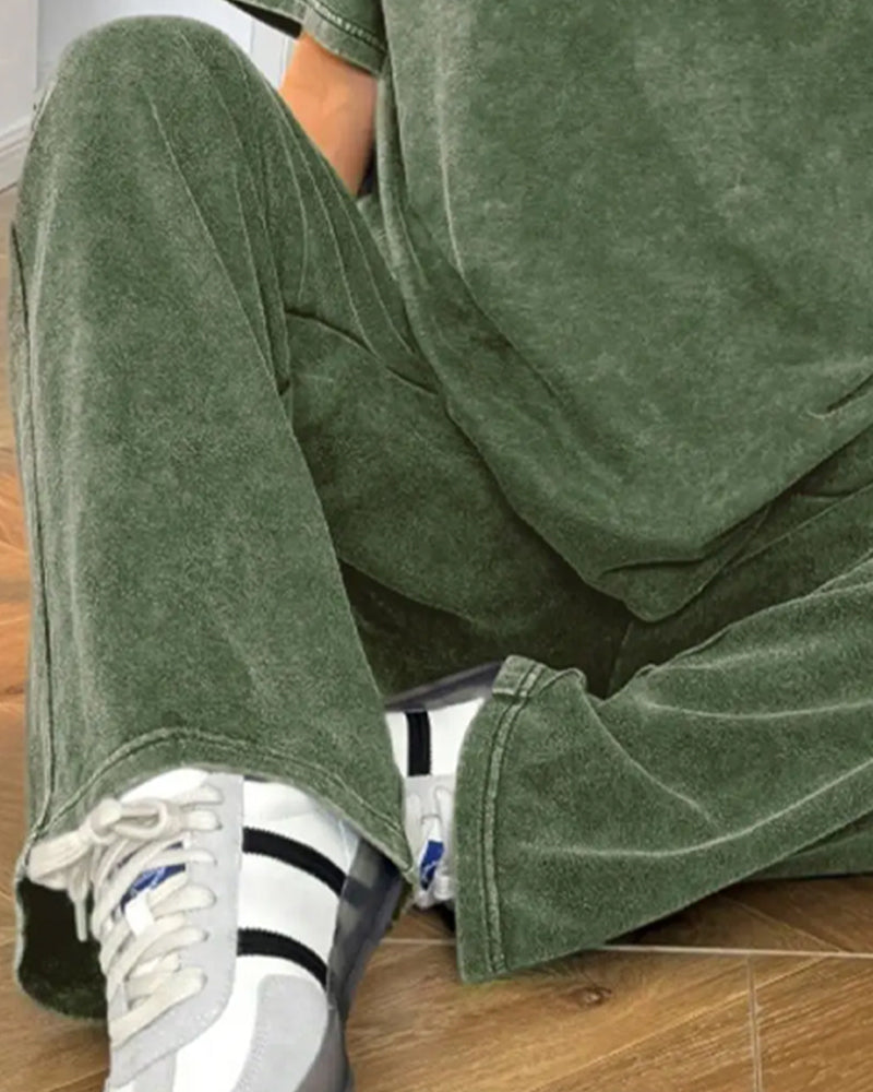 Casual Vintage Short Sleeve Set