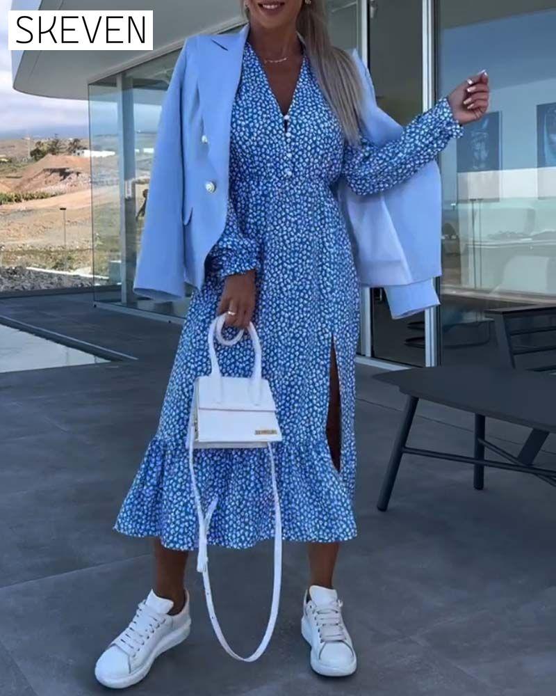 robe patchwork florale à col en V