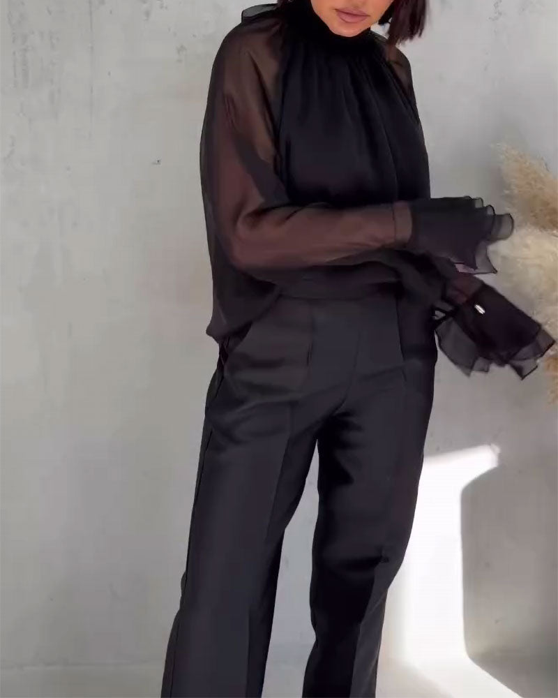 Mesh Splicing Elegant Blouse