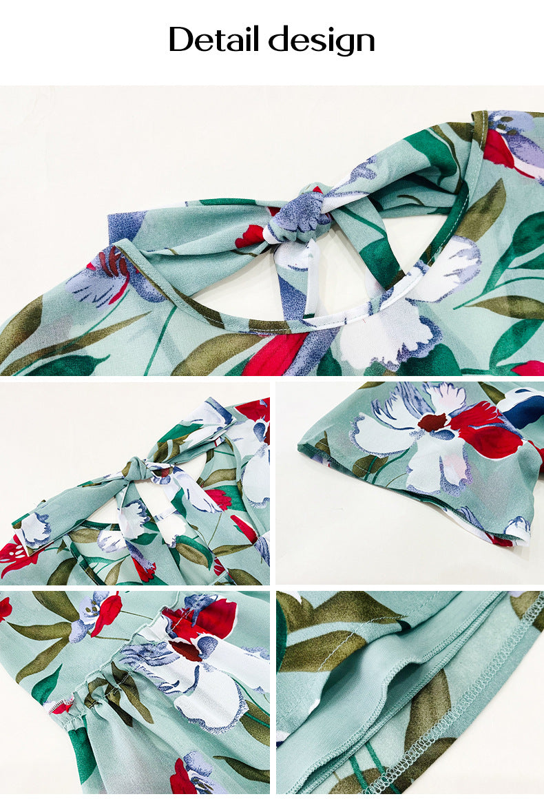 Floral Printed Tiered Tie-Back Mini Dress