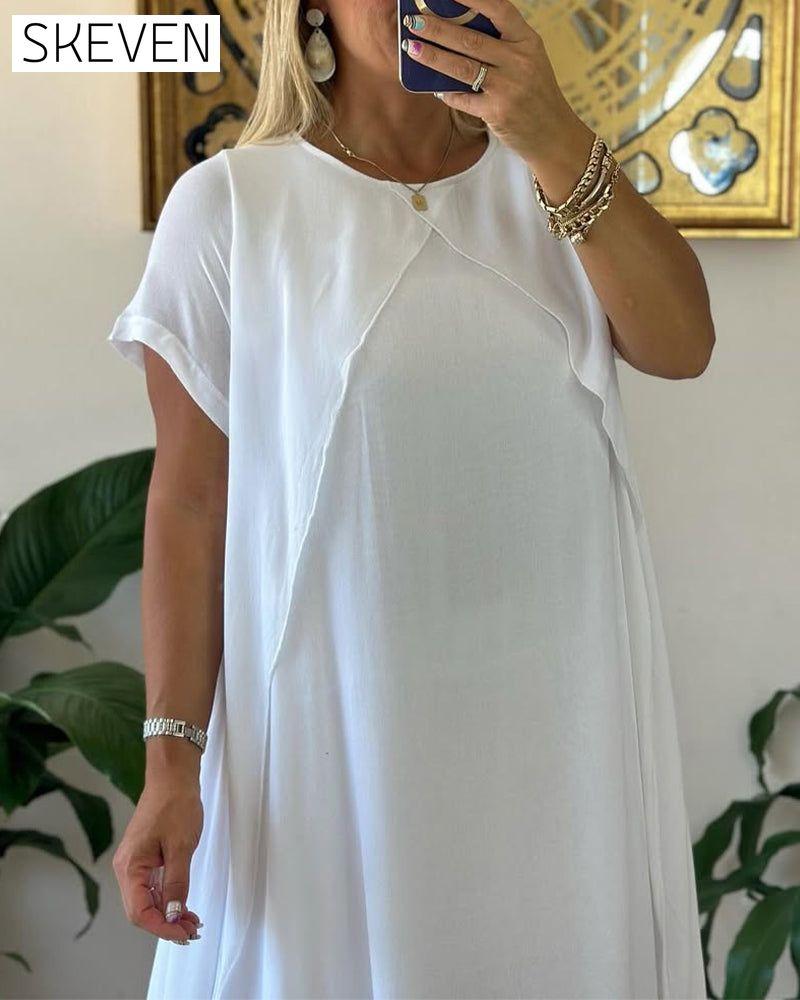 Gefälschtes zweiteiliges, doppellagiges, locker sitzendes Kurzarmkleid