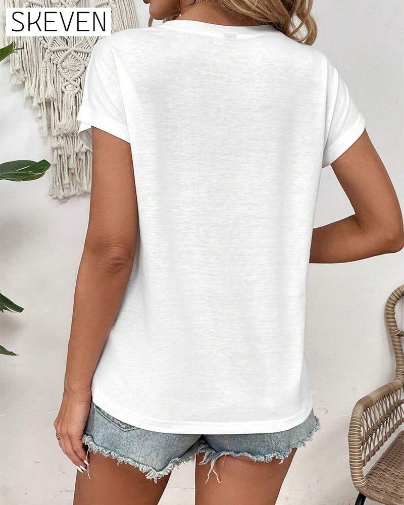 Round Neck Hollow Stitching T-Shirt