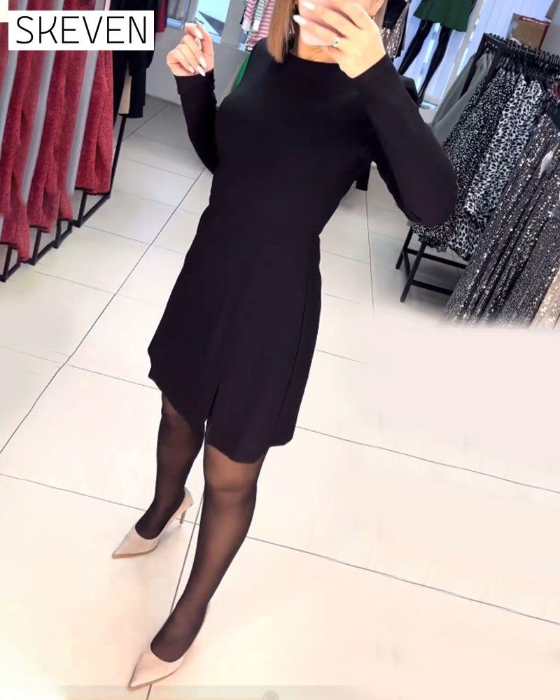 Slit long-sleeve dress