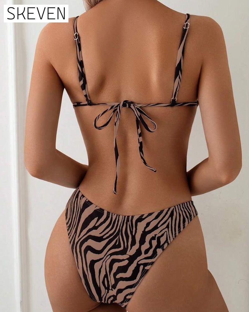 Zebra Print Sexy Lace-Up Bikini