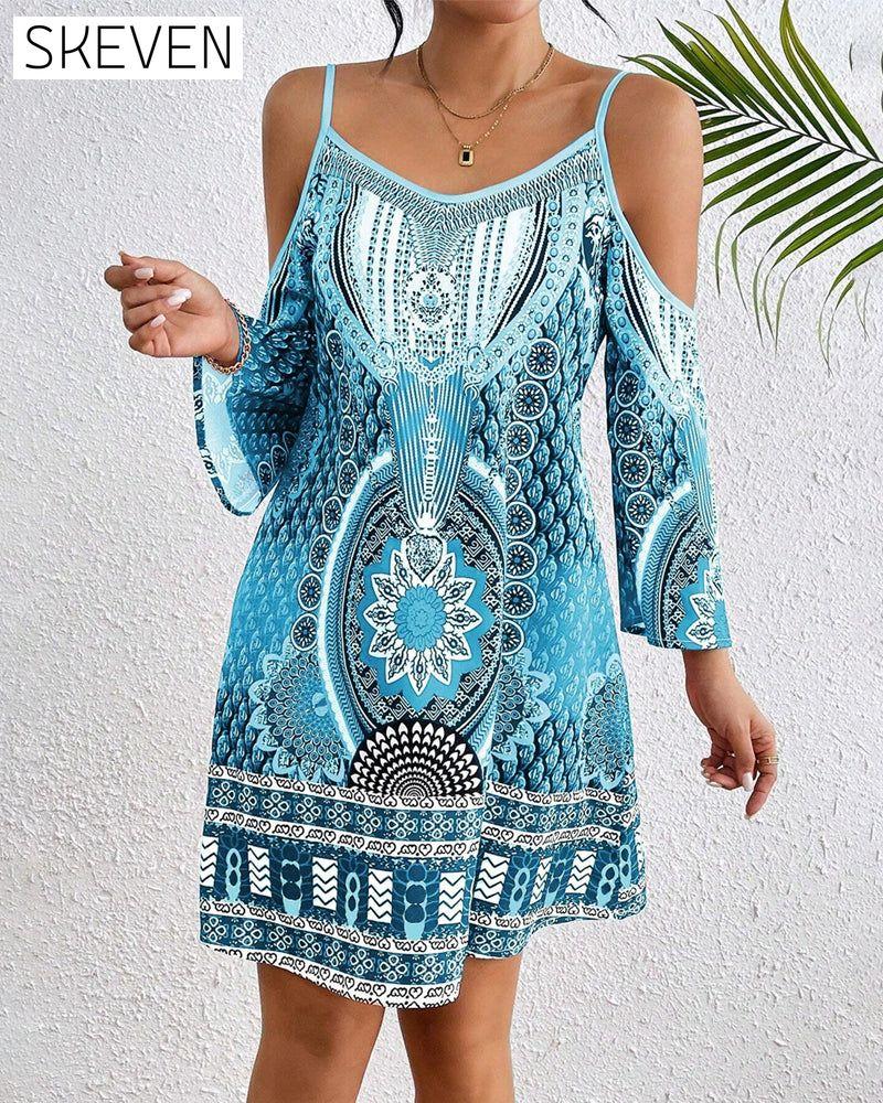 Strapless Off-the-shoulder Printed Shift Dress