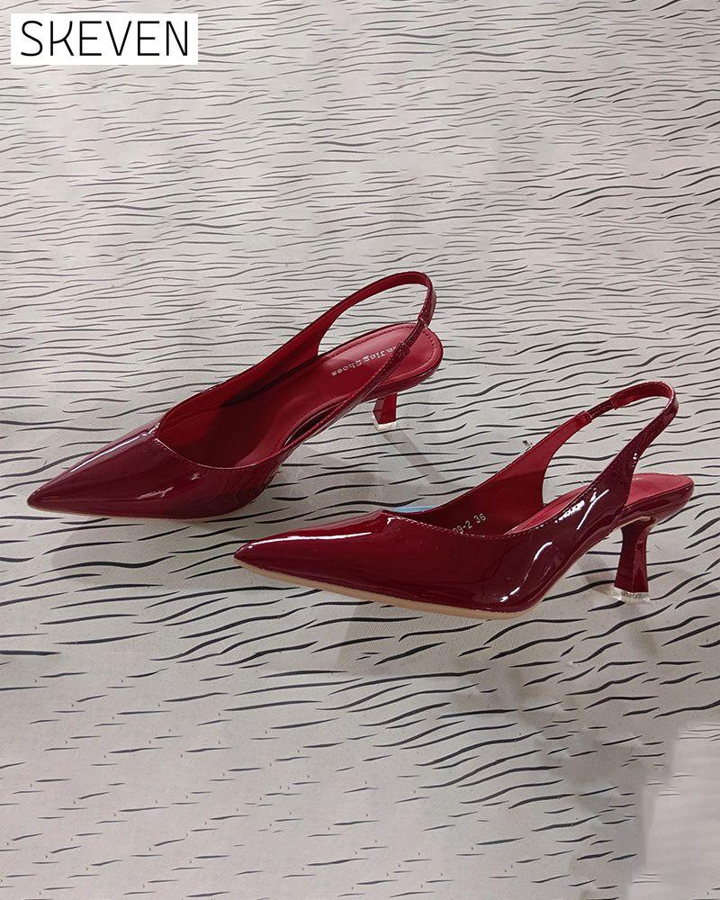 einfarbige, elegante, spitze High Heels