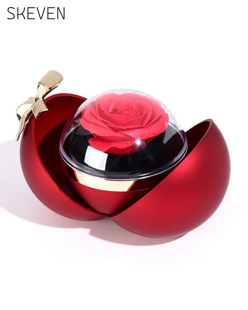 Ball Rose Box - With Engraved Double Heart Necklace
