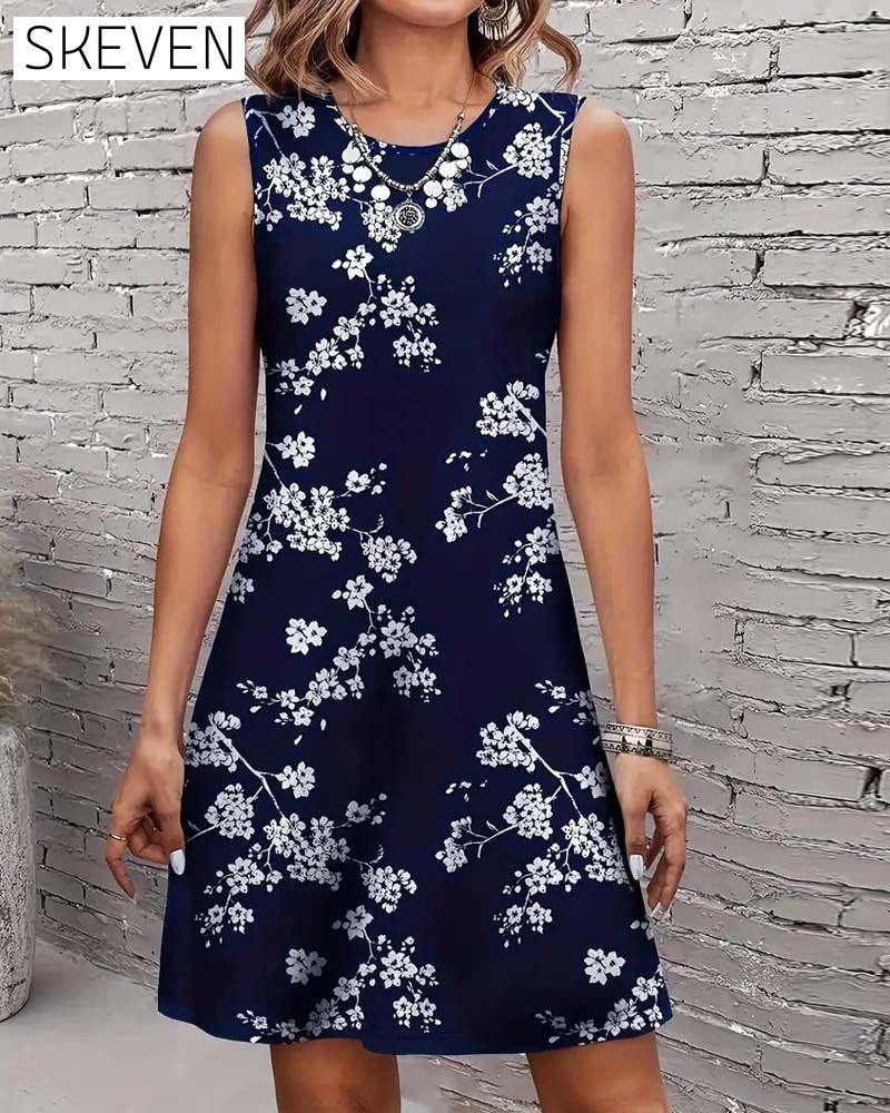 Robe imprimée moulante sans manches