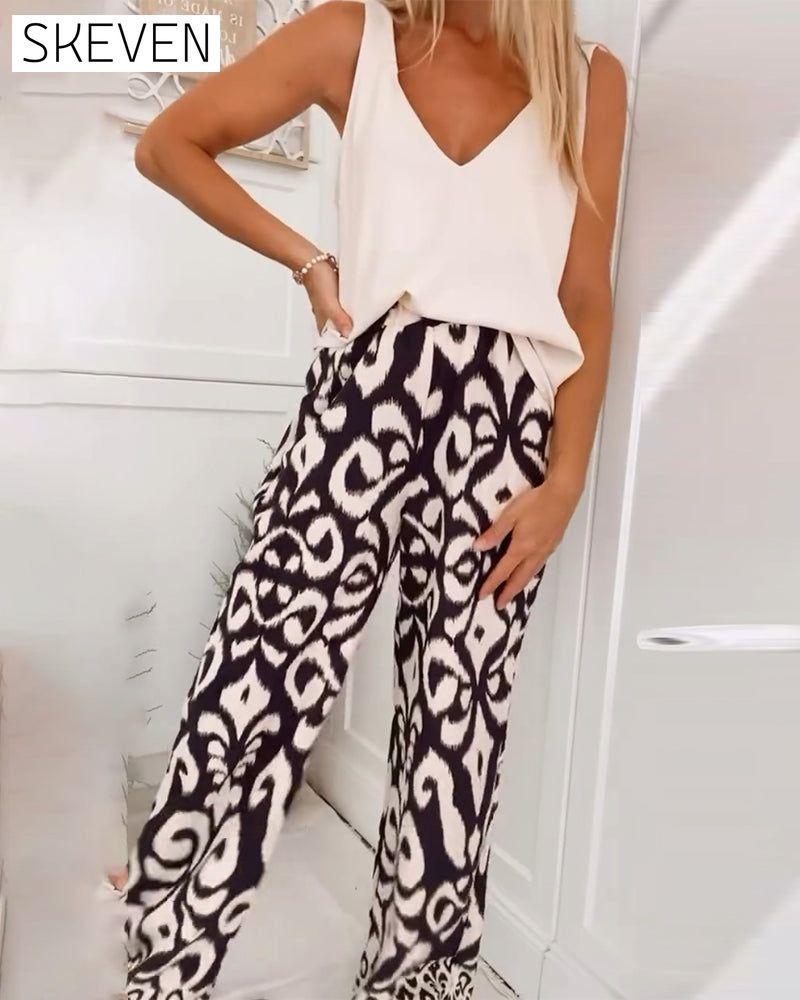 Retro print pocket track pants