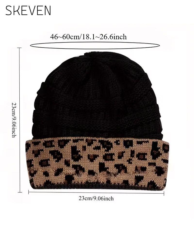 Women Winter Beanie Hat Leopard Warm Earflap Cap