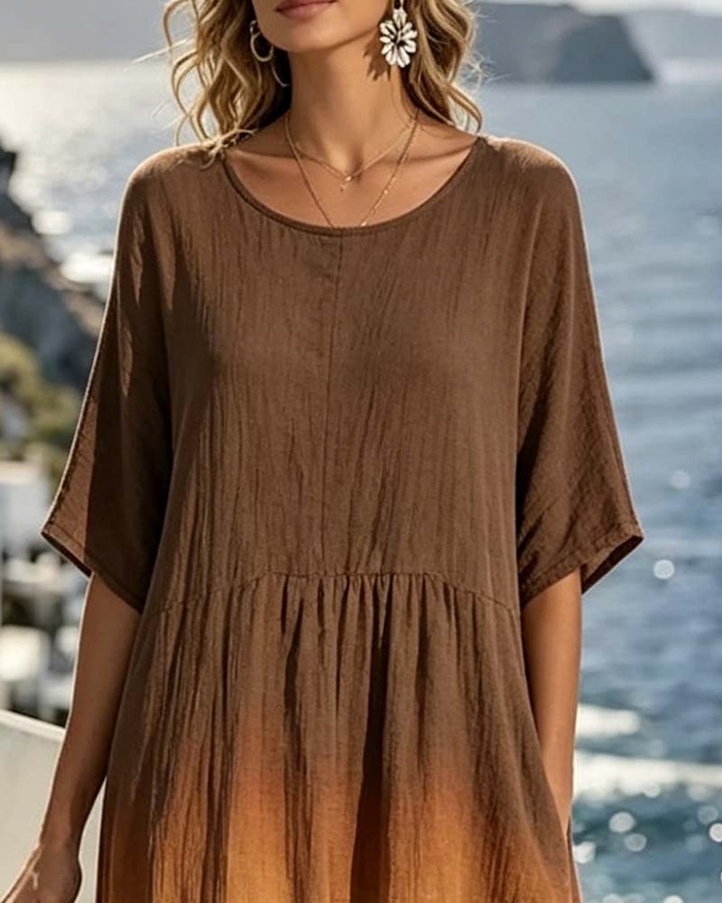 Casual Gradient Half Sleeve Dress