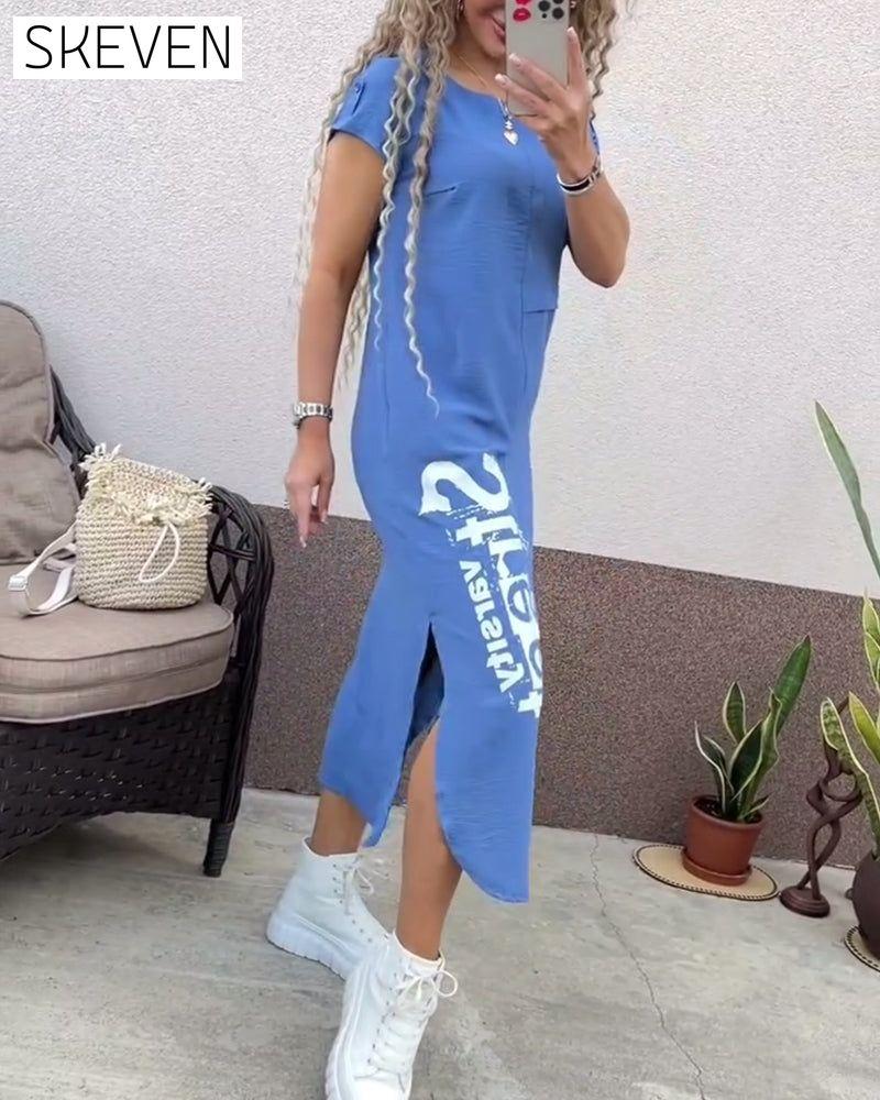 Sexy Kurzarmkleid mit Schlitz