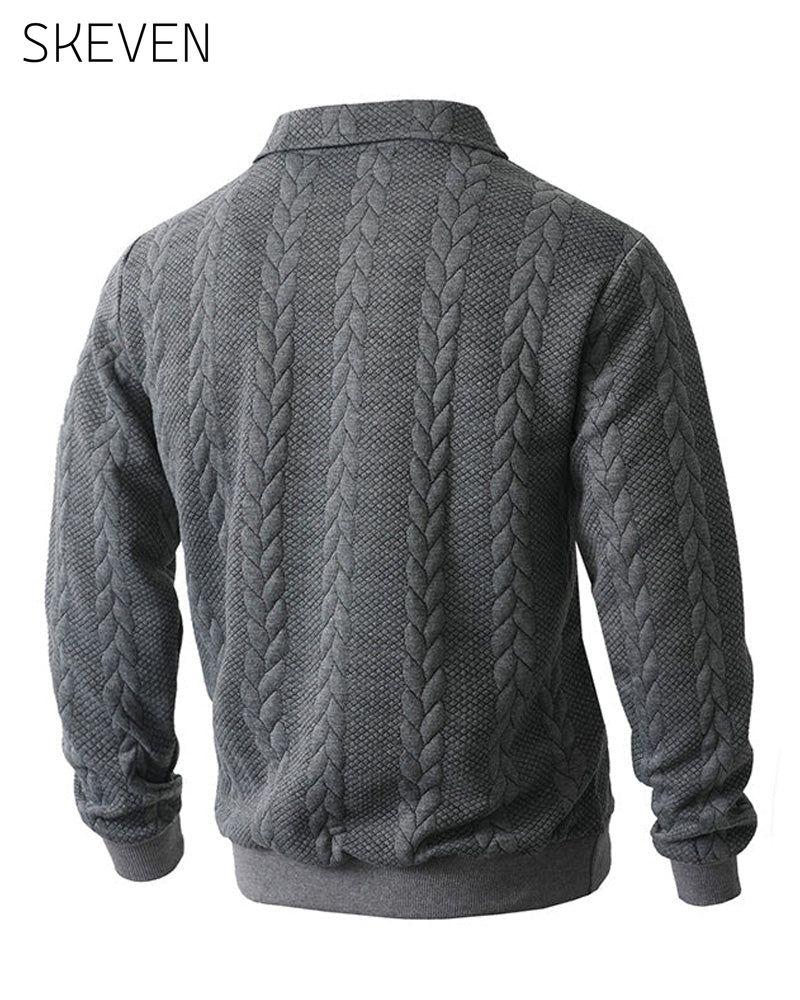 🔥Special Offers - Men's Casual Half-Zip Cable Knit Pullover