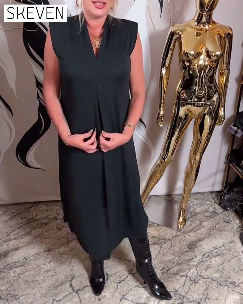 V-Neck Fashionable Sleeveless Dress