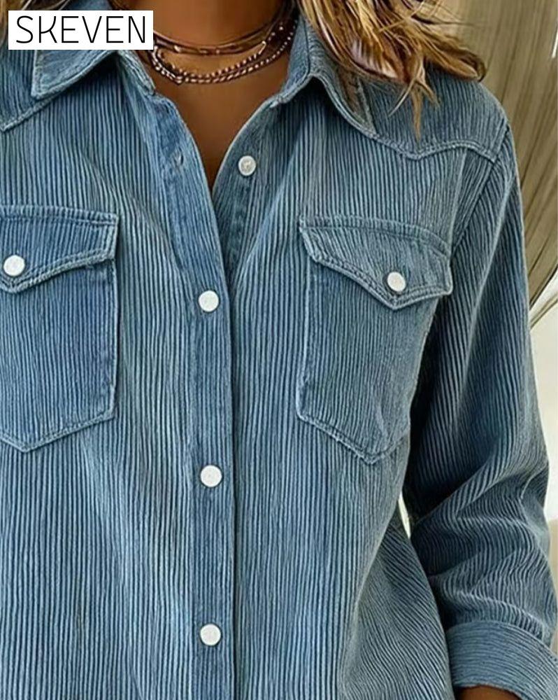 Long-Sleeved Lapel Button-Down Shirt
